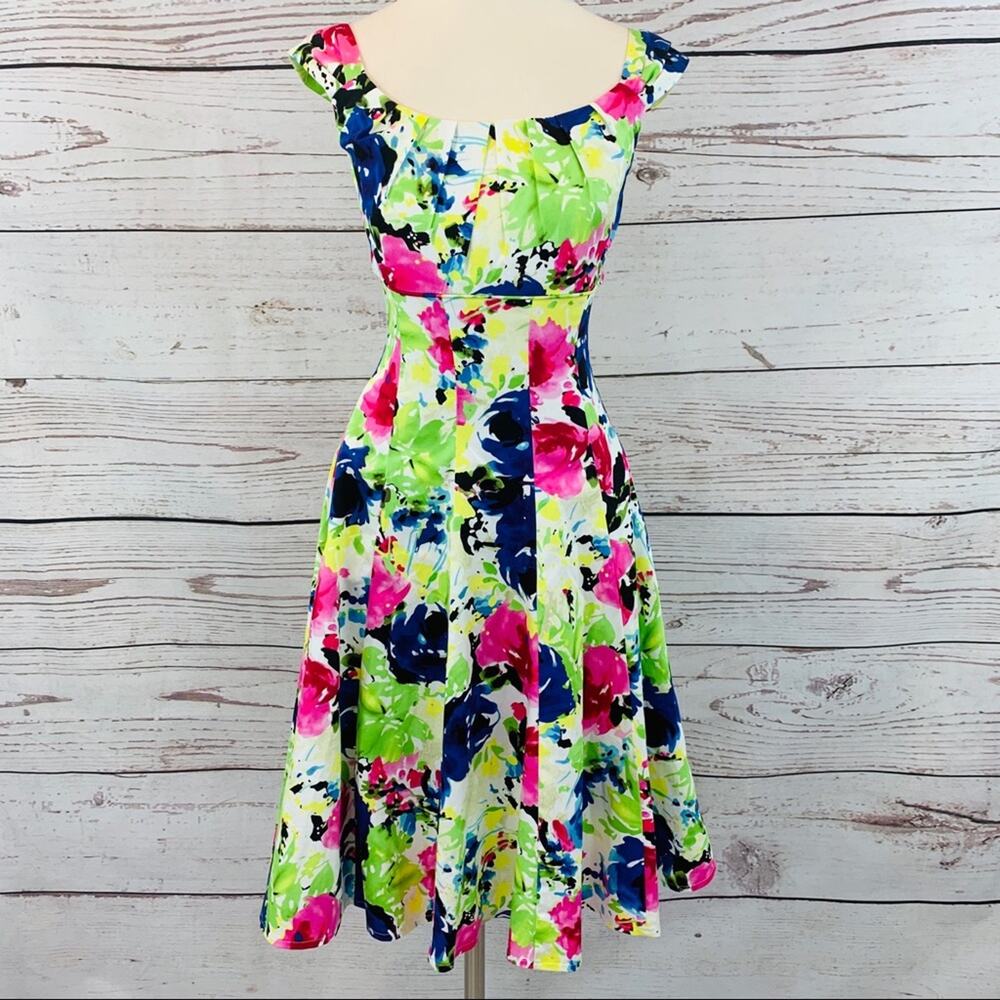 Maggy L watercolor Floral fit and flare dress